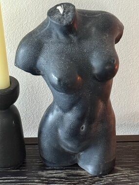 Black Female Torso Sculptural Candle - Home Accents